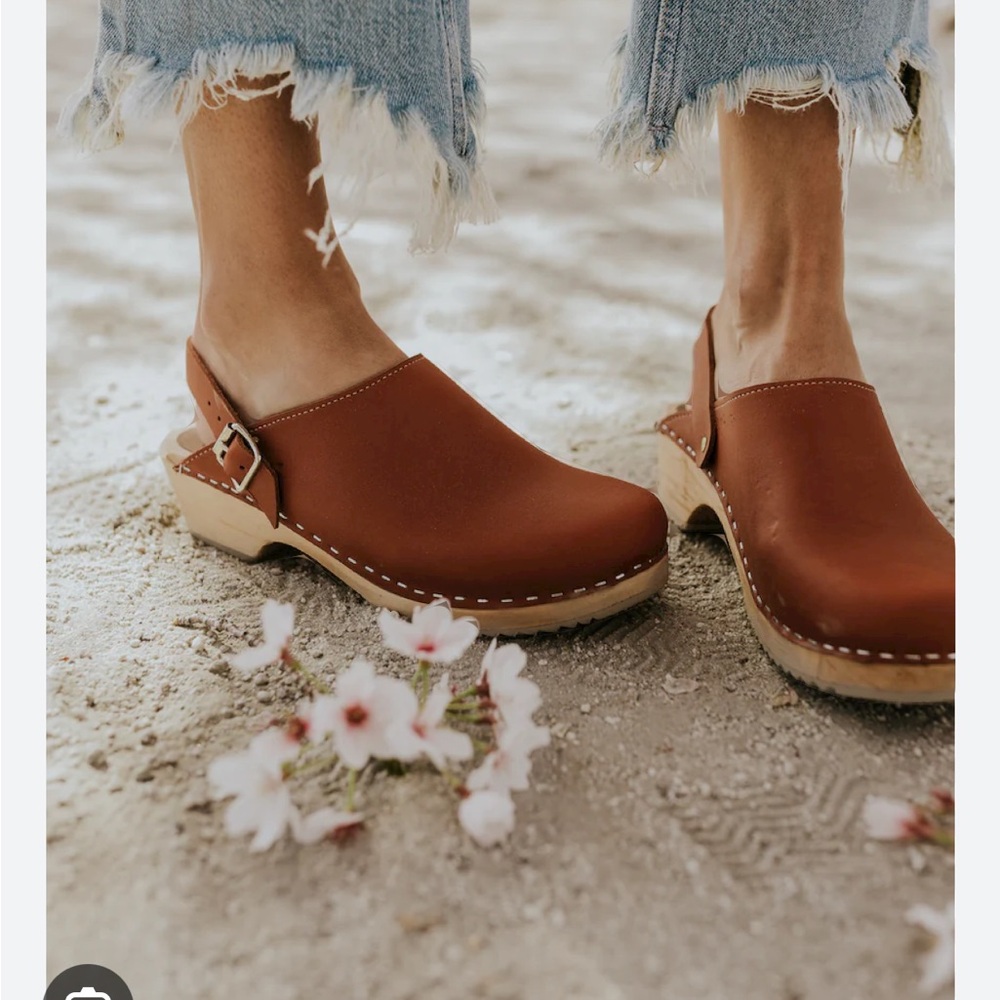 MIA Women's Brown Leather Clogs with Buckle